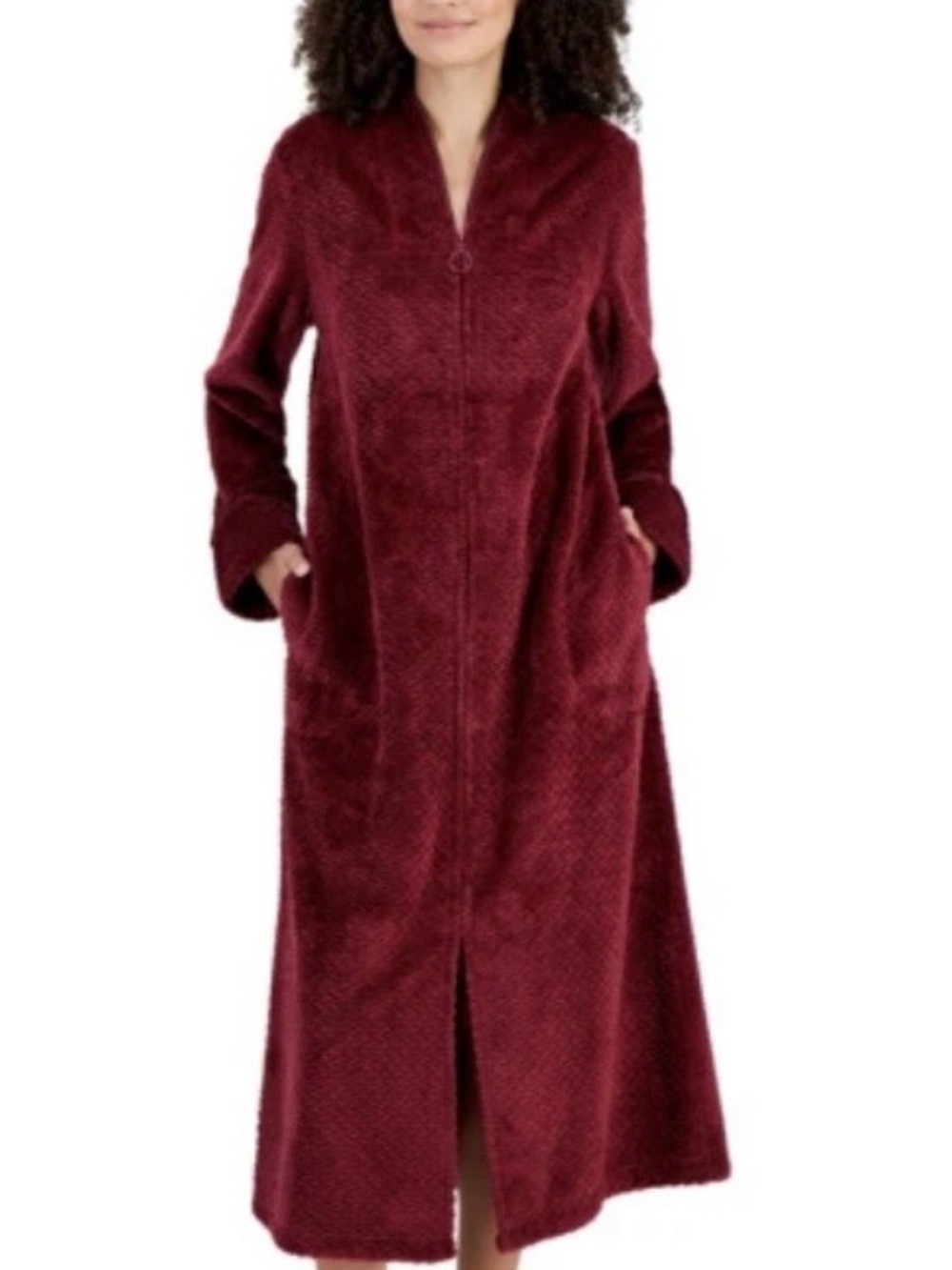 Charter Club Intimates Robe Zip Front Women’s Large Super soft cherry wine  XXL